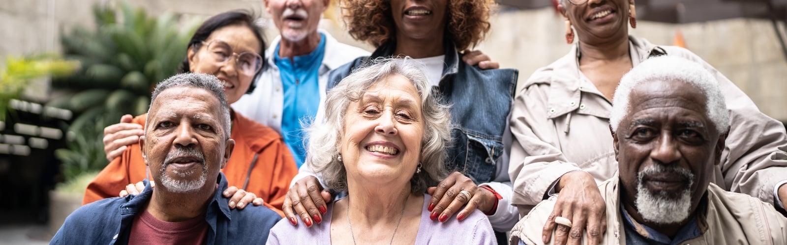 A group of older people smiling